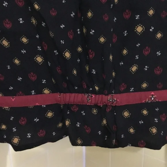 free people black & red faux wrap blouse fitted waist  sz. s - Picture 8 of 14